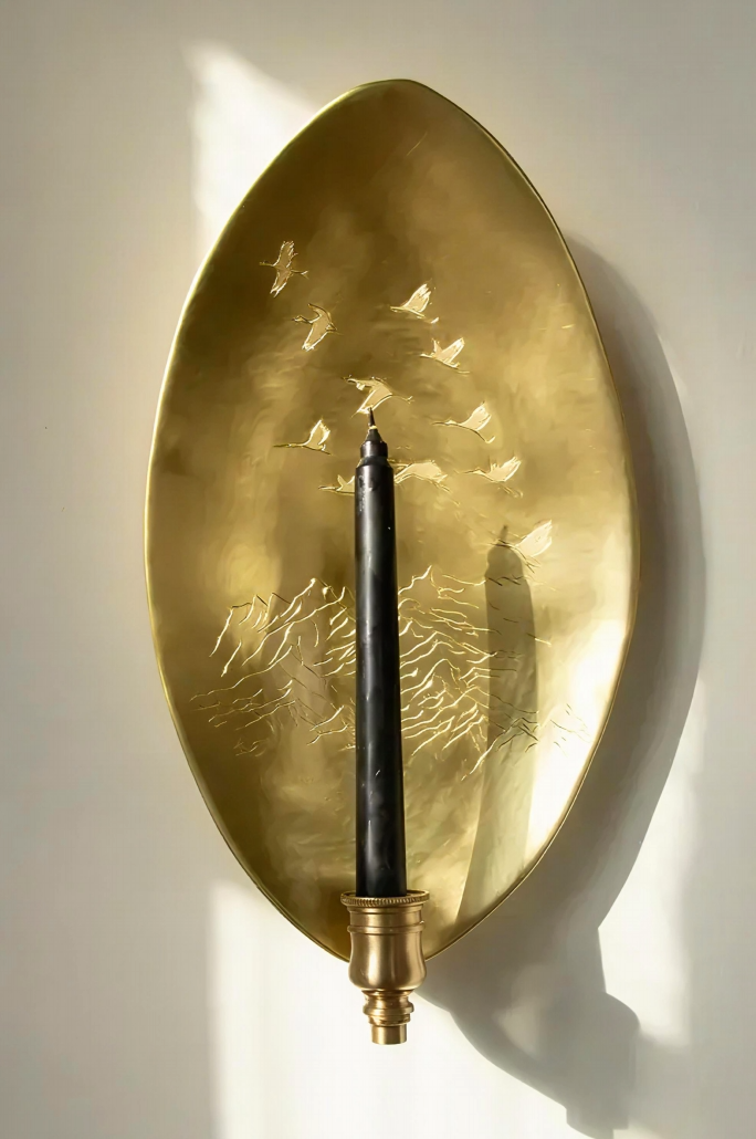 Candlestick with Mountain Landscape