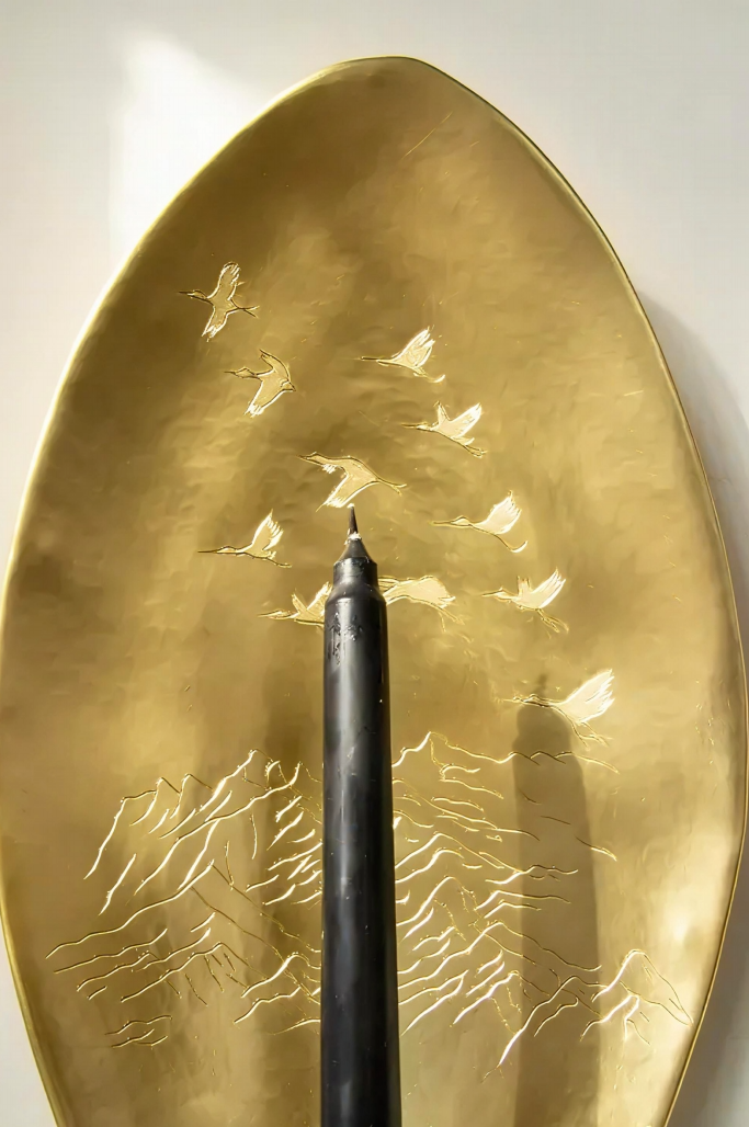 Candlestick with Mountain Landscape