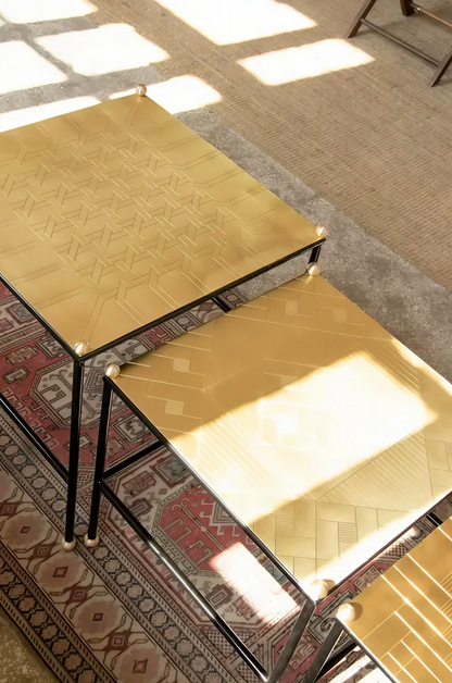 Set of 3 Brass Tables