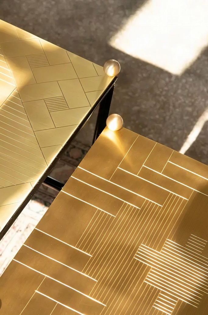 Set of 3 Brass Tables