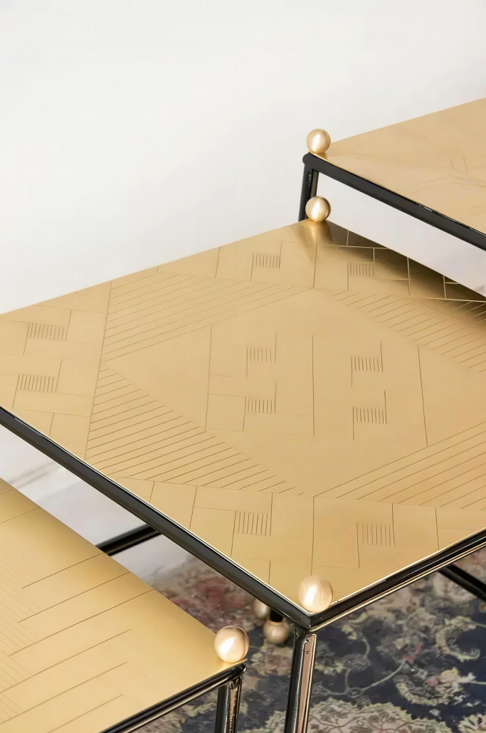 Set of 3 Brass Tables