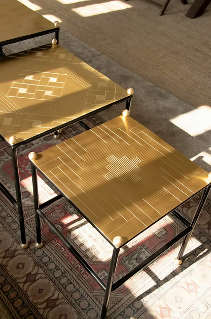 Set of 3 Brass Tables