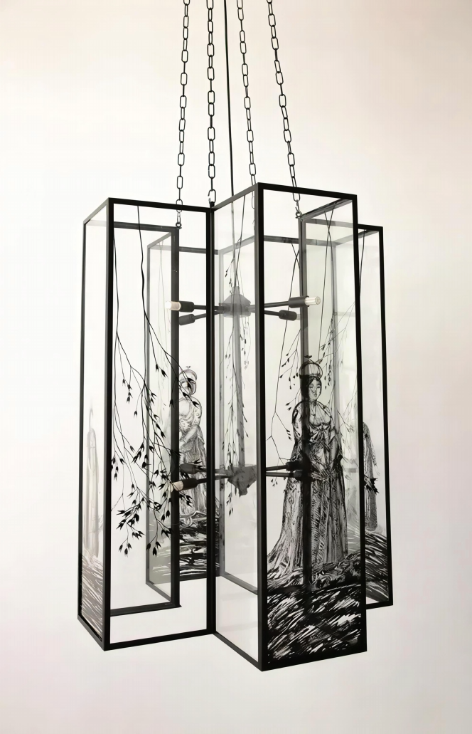 Engraved Glass Chandelier