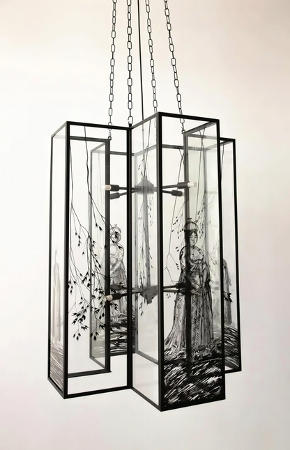 Engraved Glass Chandelier