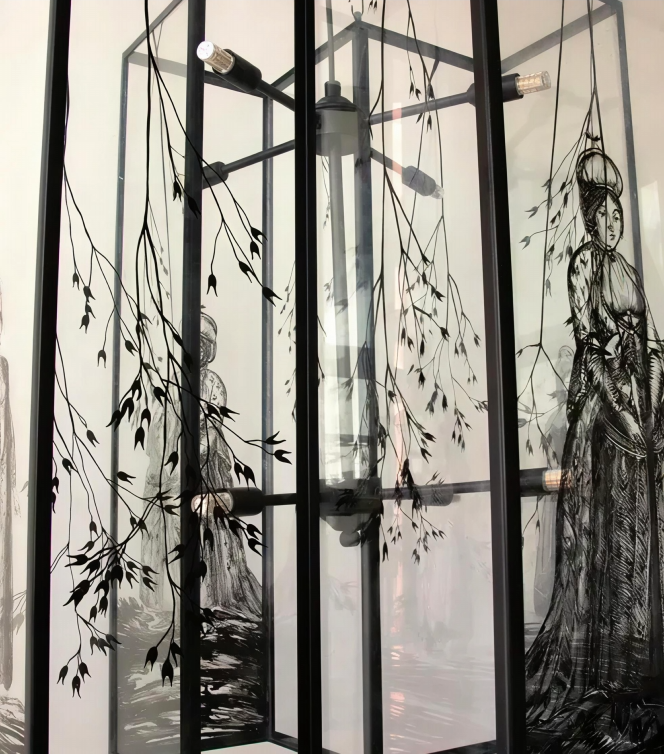 Engraved Glass Chandelier