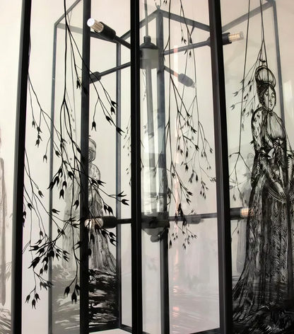 Engraved Glass Chandelier