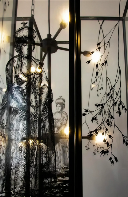 Engraved Glass Chandelier