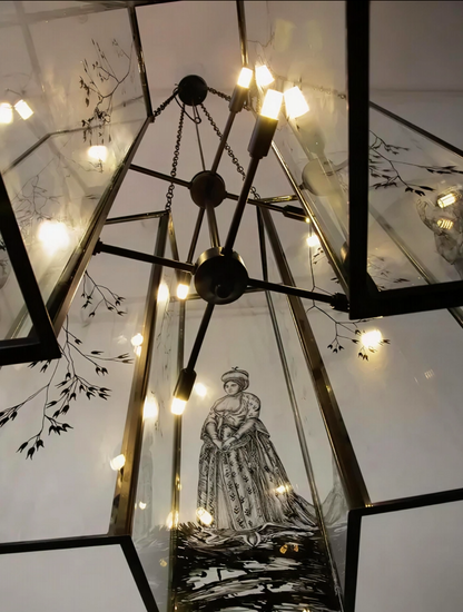 Engraved Glass Chandelier