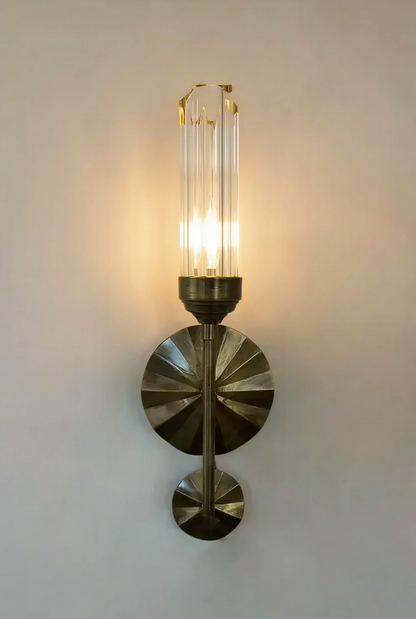 Hexagonal Glass Brass Sconce