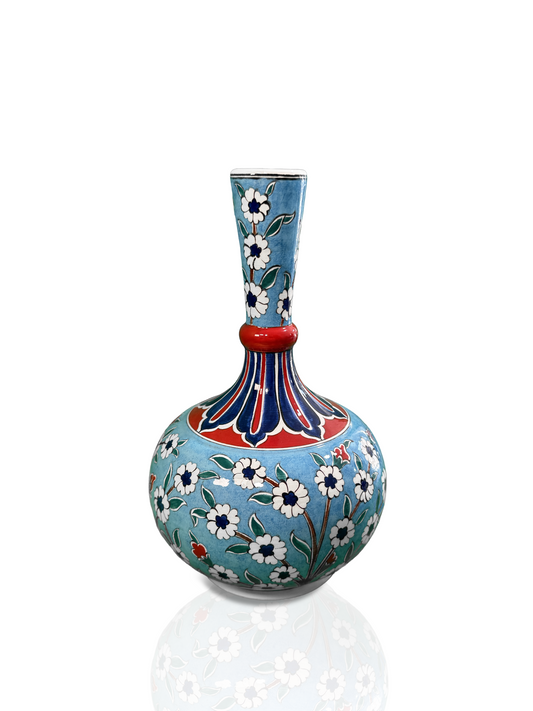 Turquoise Dreams – Slender Neck Iznik Vase