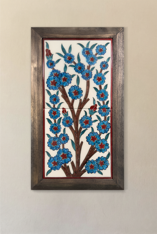 Blue Floral Tree of Life Tile Art