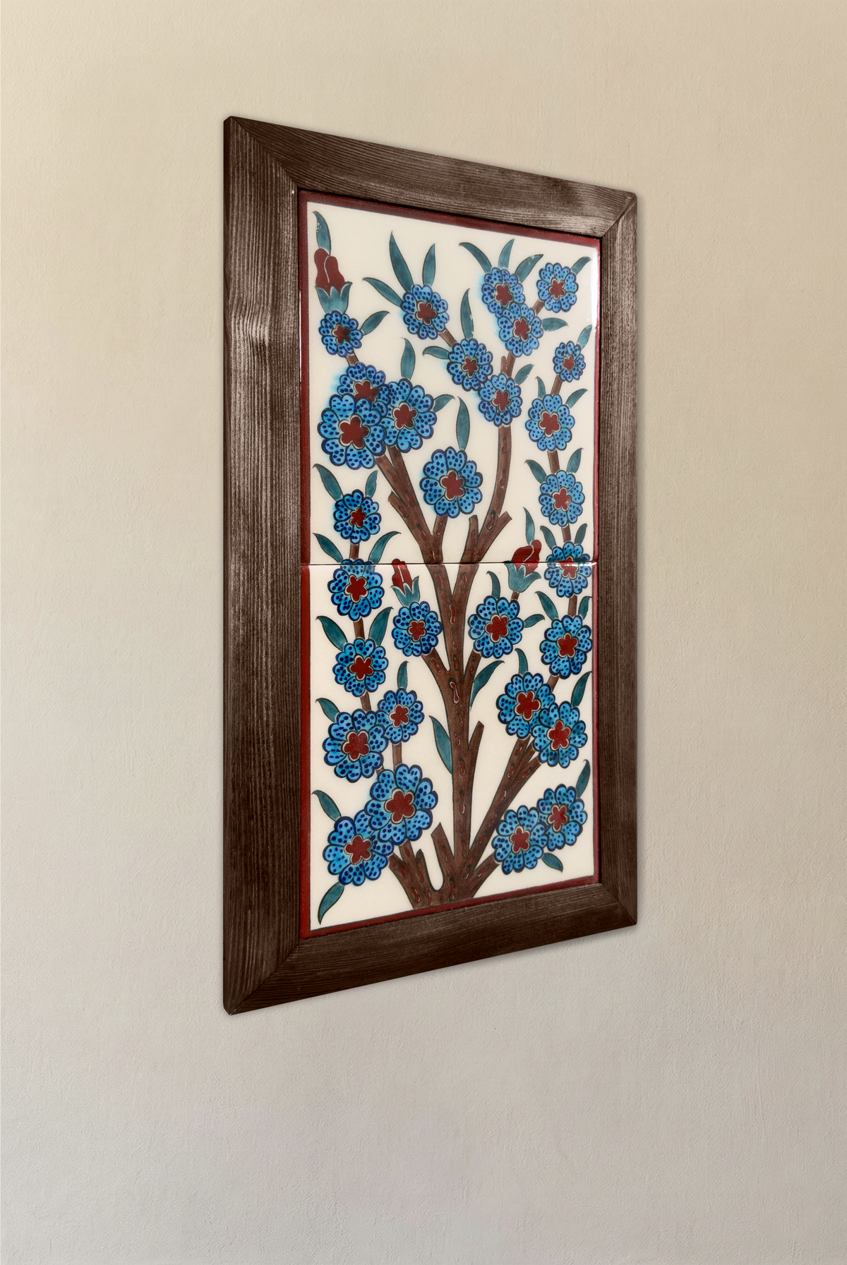Blue Floral Tree of Life Tile Art