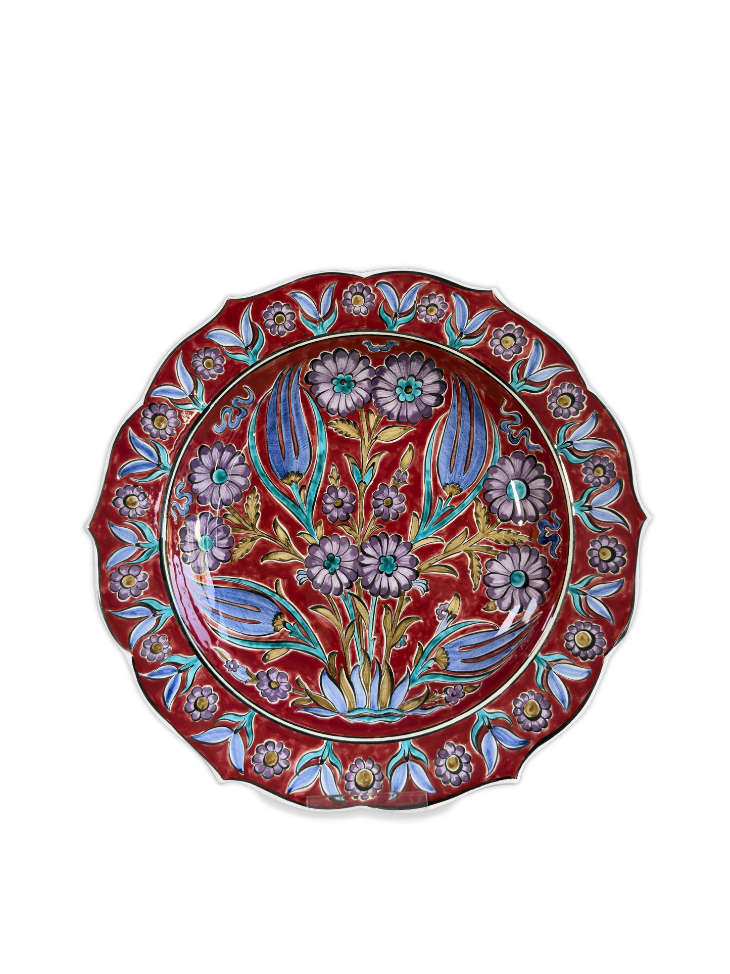 Crimson Palace Garden – Traditional Ceramic Plate