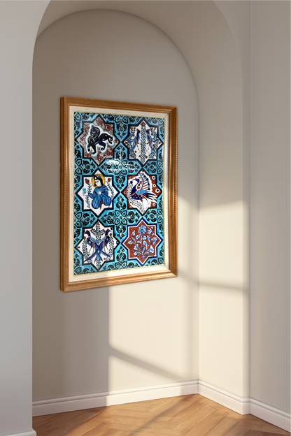 Turquoise Anthology – Figurative Geometric Tile Art